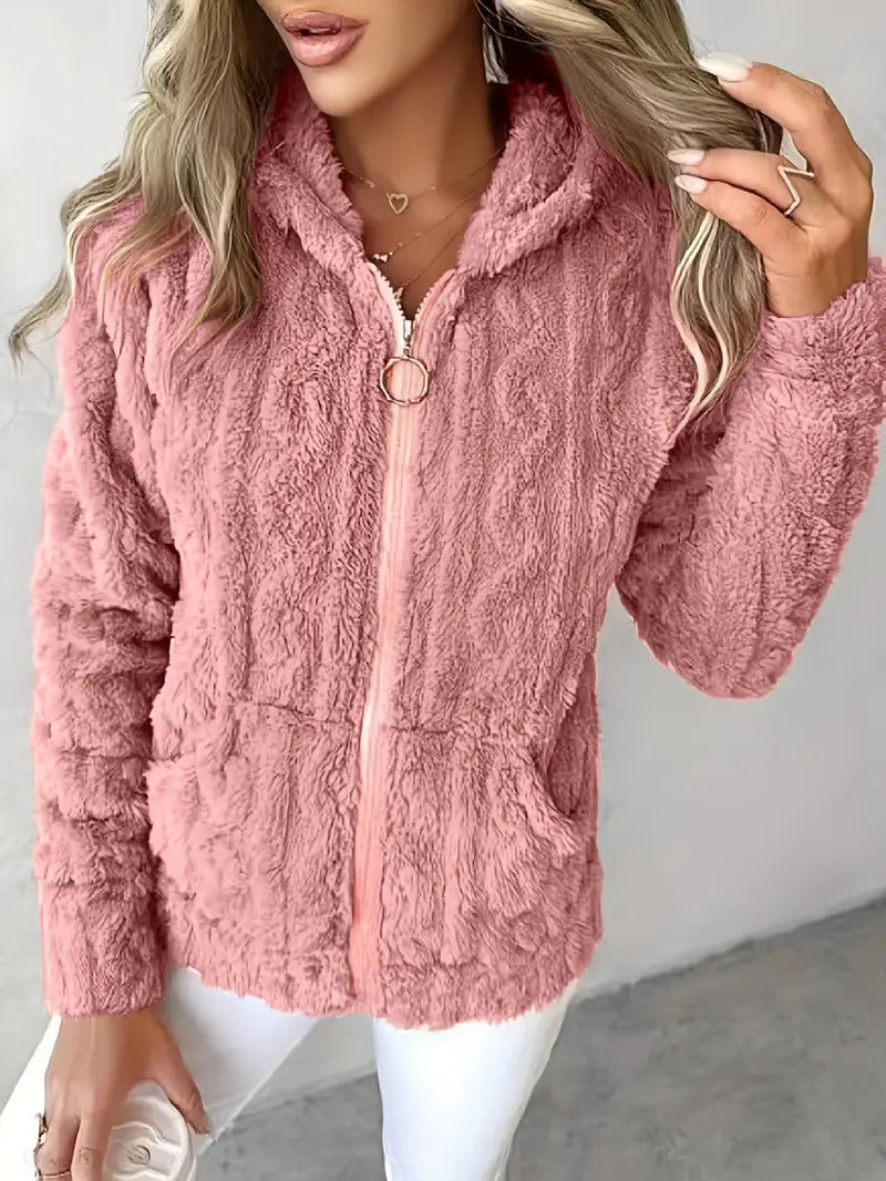 Pull classique à manches longues avec capuche et fermeture éclair