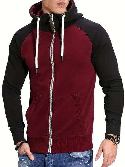 Pull Homme Manches Longues Capuche Fermeture Éclair