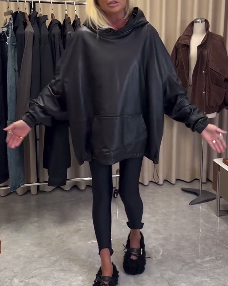 Veste en cuir tendance pour femmes à capuche