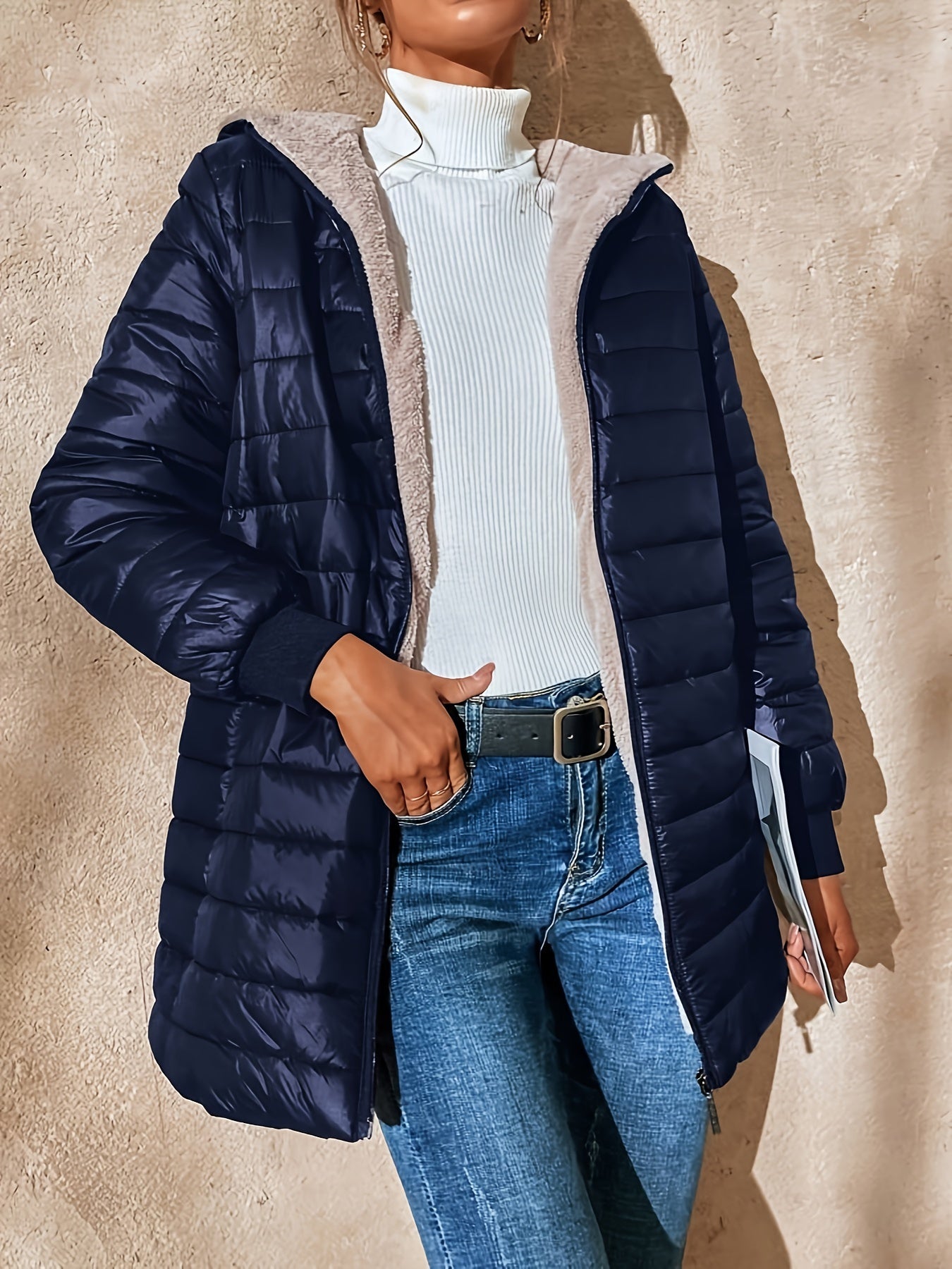 Veste chaude pour femme en polaire avec fermeture éclair