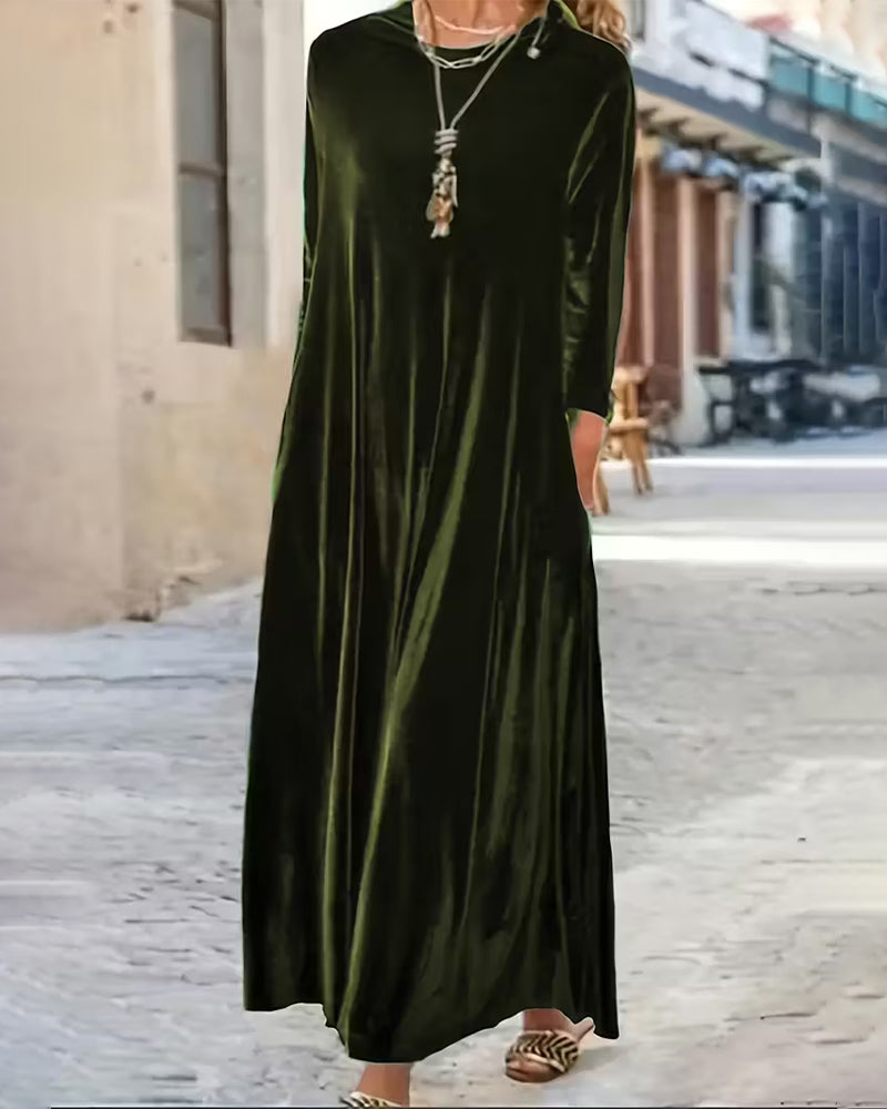 Robe élégante à manches longues unie