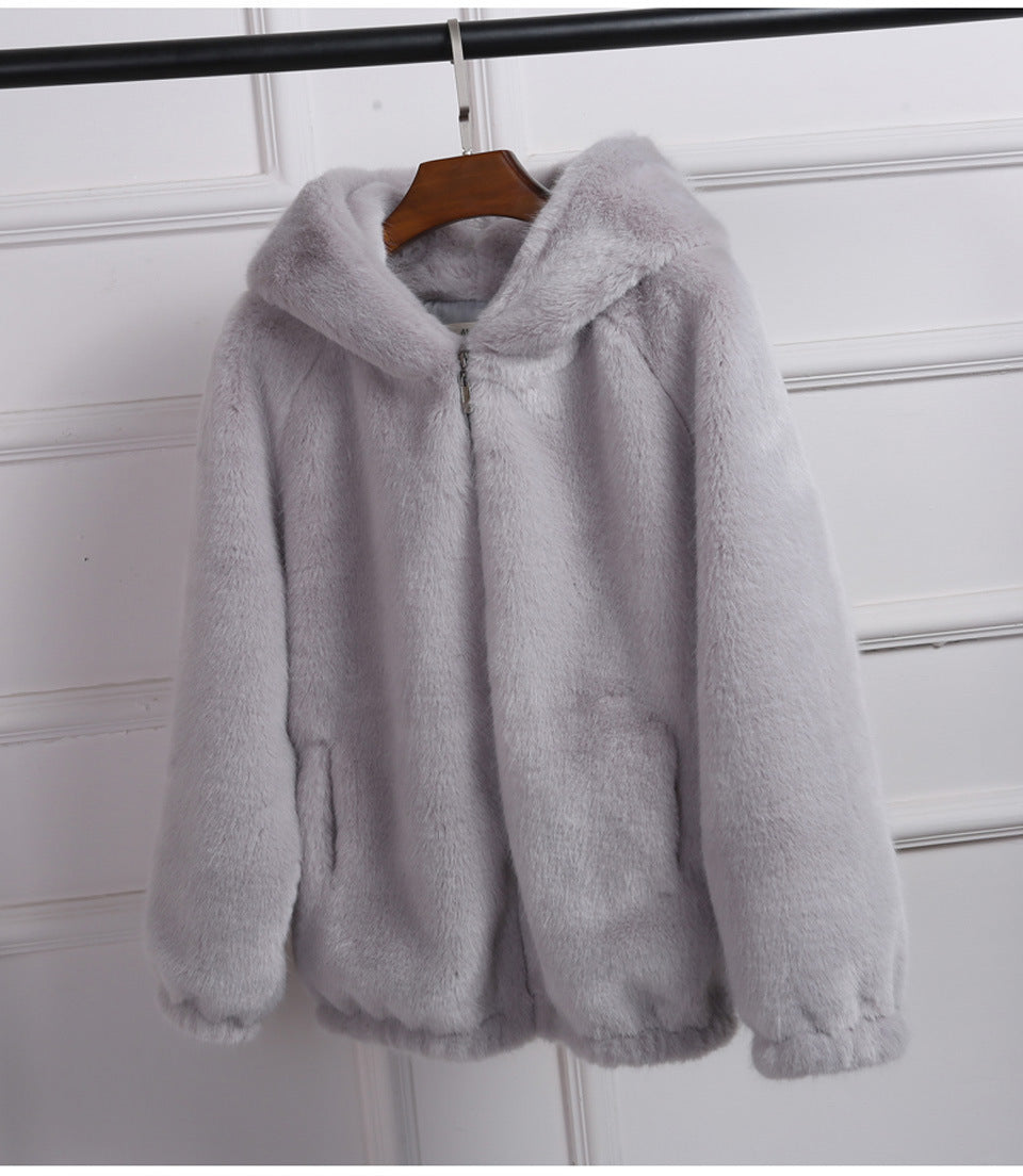 Veste Softshell à Capuche Femme Douce et Chaude avec Fourrure Synthétique