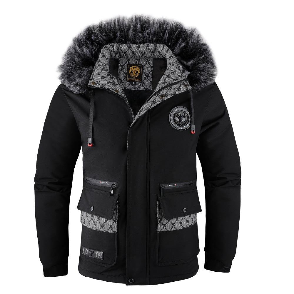 Veste d'hiver homme avec capuche amovible en fourrure