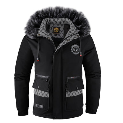 Veste d'hiver homme avec capuche amovible en fourrure