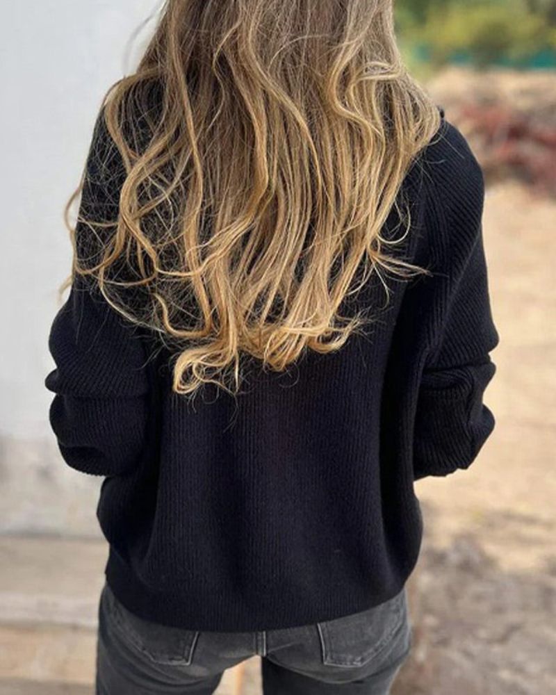 Bequemer Langarm Pullover Casual Style - IdealeKleiden