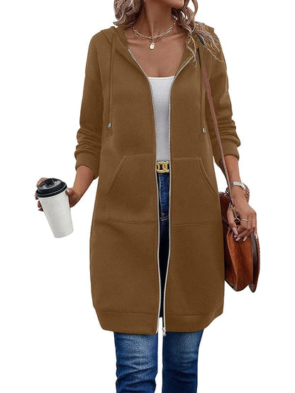 Veste à capuche à manches longues zippée pour femme