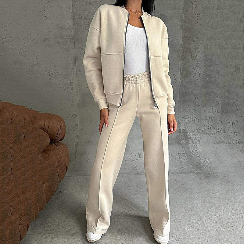 Ensemble décontracté : Veste bouclette et pantalon large