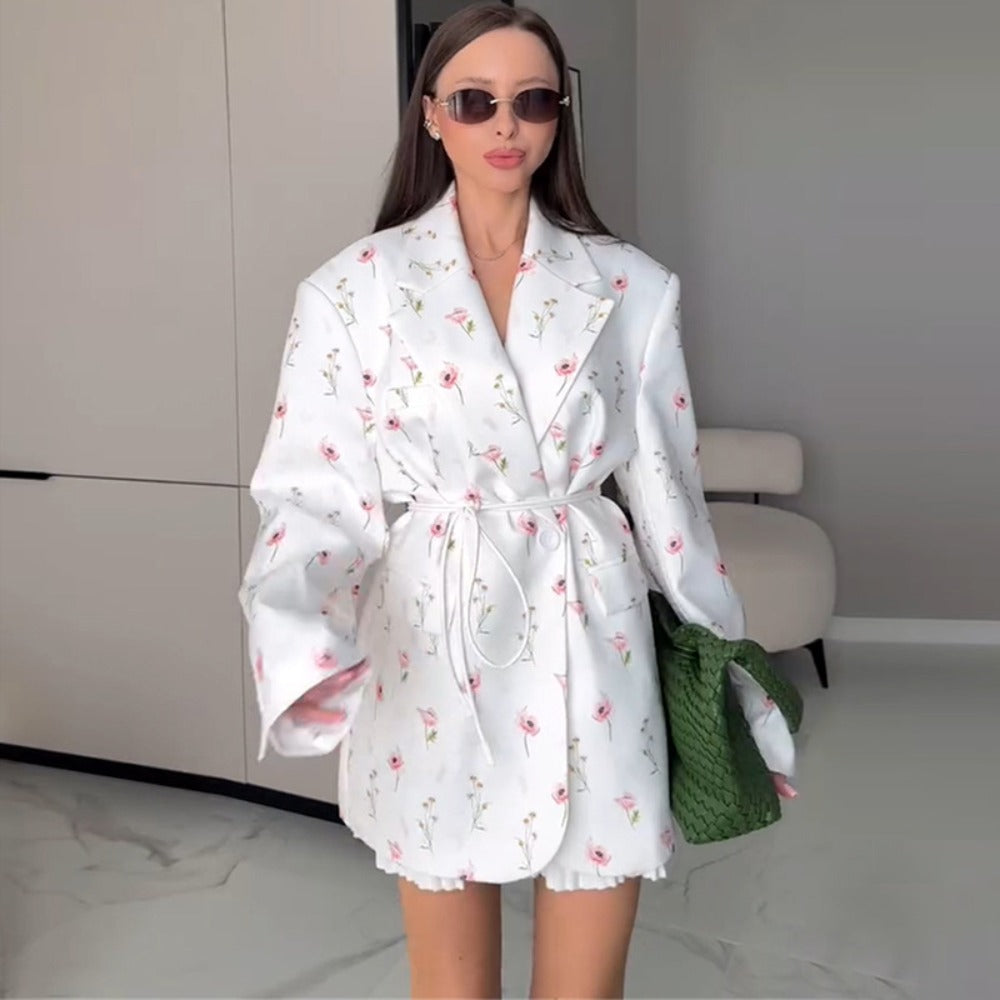 Robe d'été à fleurs avec ceinture pour femme