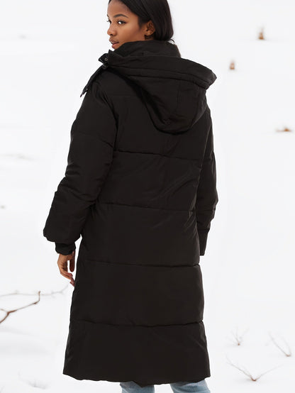Stylischer Winterparka Schwarz Mit Kapuze - IdealeKleiden