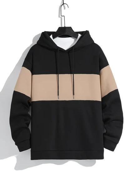 Sweat à capuche pour homme, manches longues, capuche contrastante, moderne