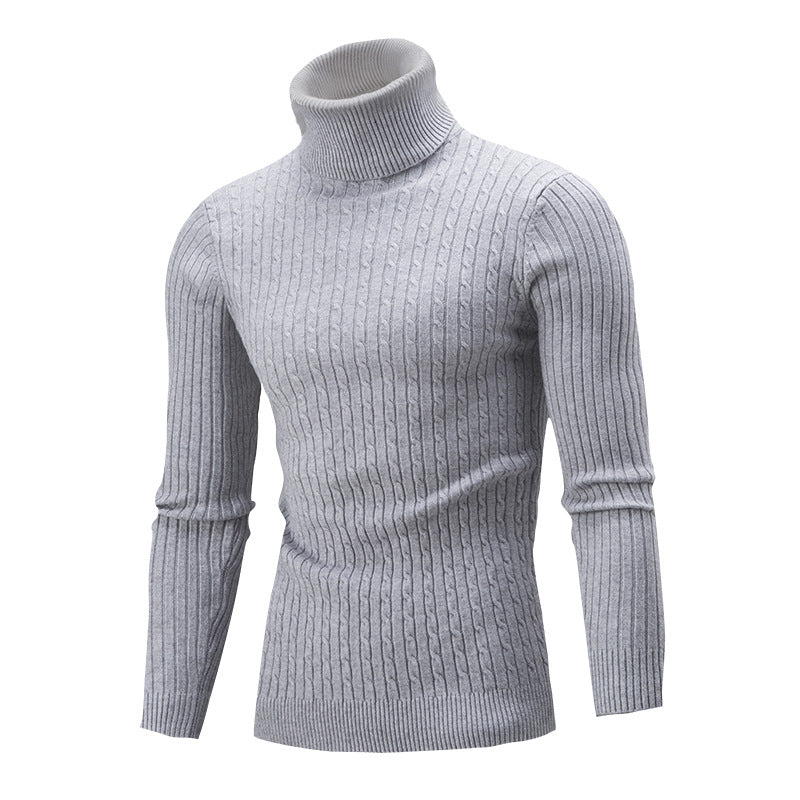 Pull col roulé homme en tricot torsadé, look élégant