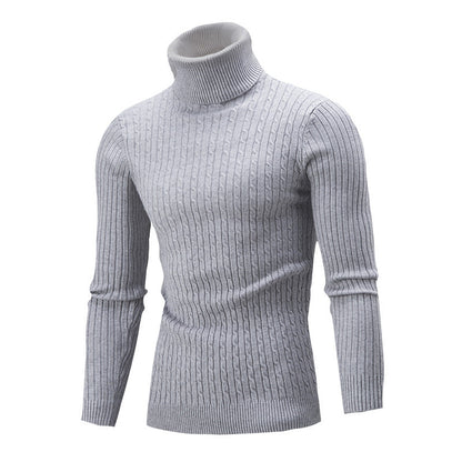 Pull col roulé homme en tricot torsadé, look élégant