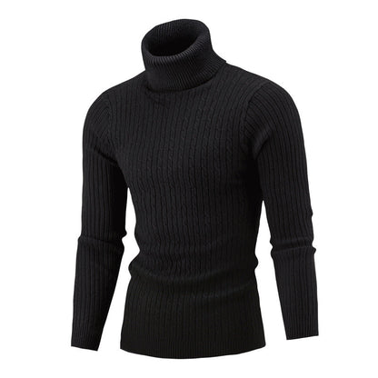 Pull col roulé homme en tricot torsadé, look élégant