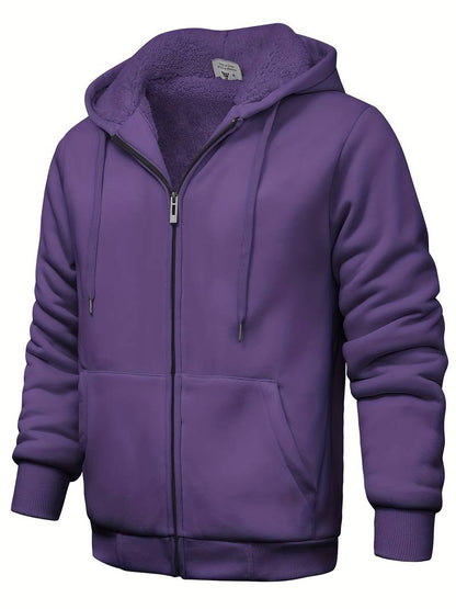 Pull à capuche uni avec fermeture éclair moderne