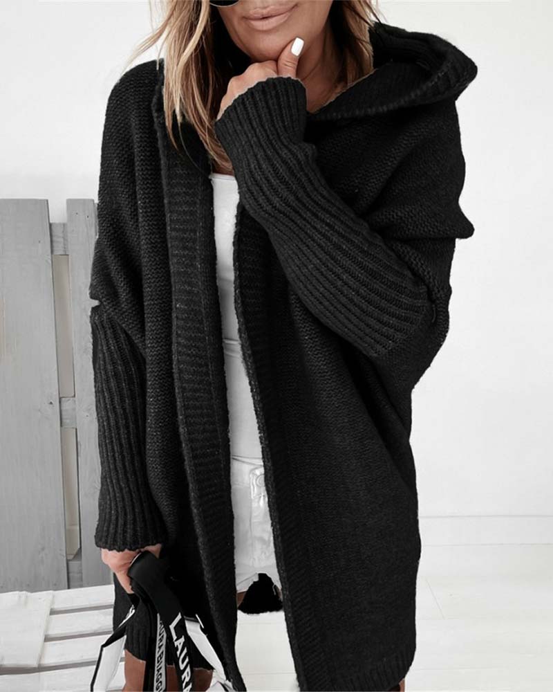 Cardigan chauve-souris élégant à capuche uni