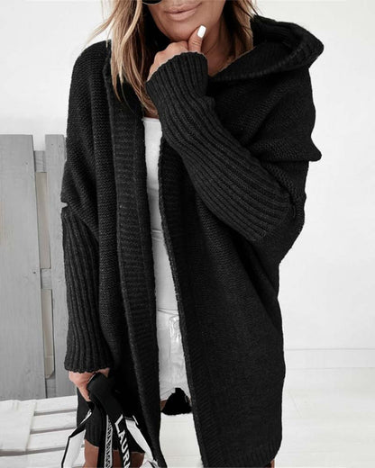 Cardigan chauve-souris élégant à capuche uni