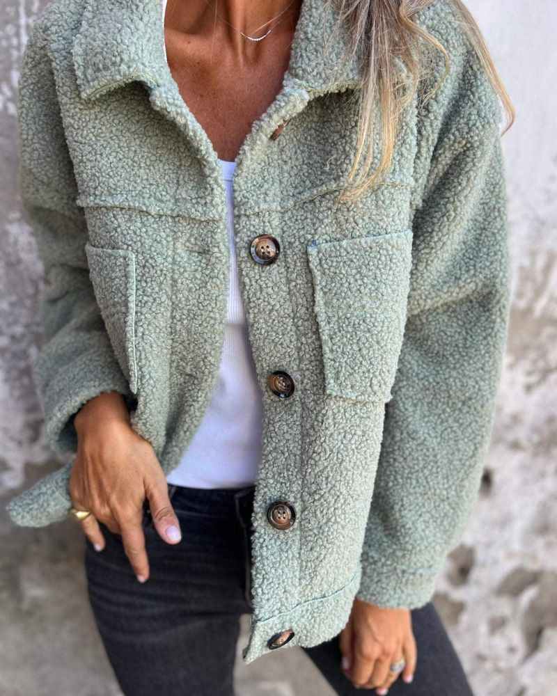 Stilvoller Wollmantel Revers Design - IdealeKleiden