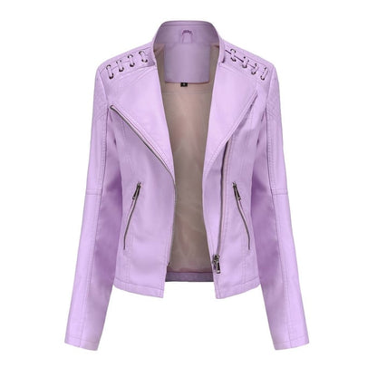 Veste en cuir souple effet peau de mouton