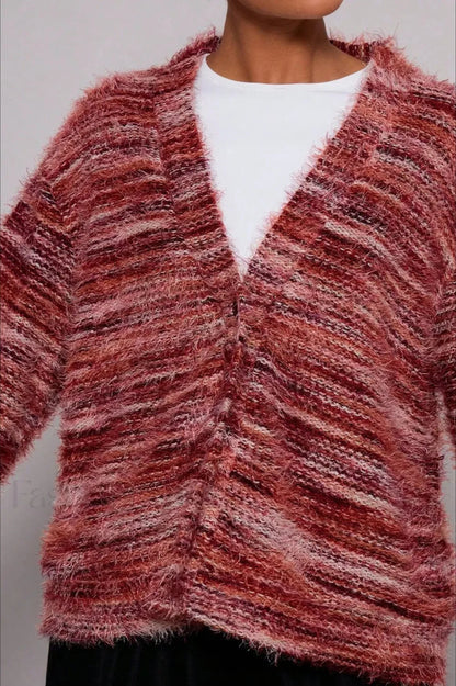 Cardigan élégant à rayures vintage