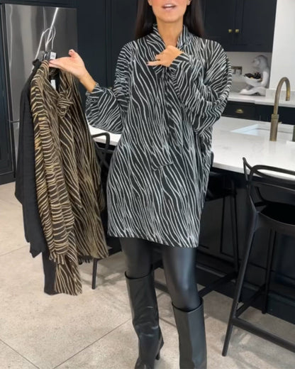 Zebrakleid Damen Langarm Modell - IdealeKleiden