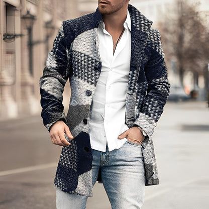 Manteau à carreaux moderne pour homme avec boutons