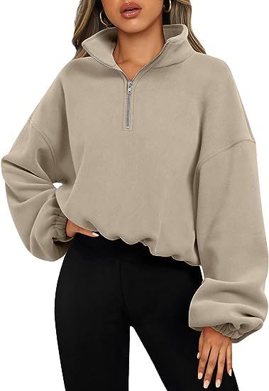 Sweat-shirt sportif, col montant, demi-zip