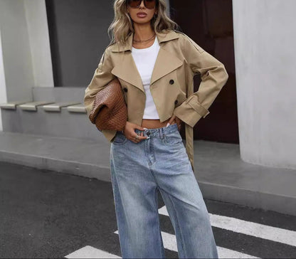 Trench-coat kaki élégant à lacets