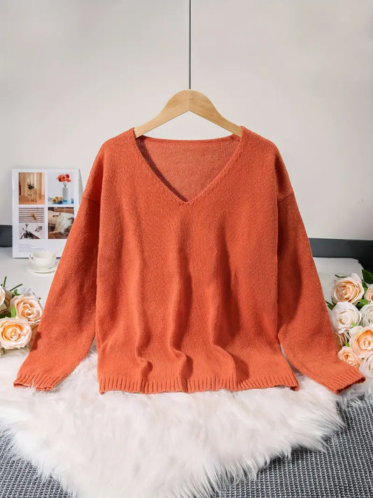 Damenschal Frauen Pullover V-Ausschnitt Fein - IdealeKleiden