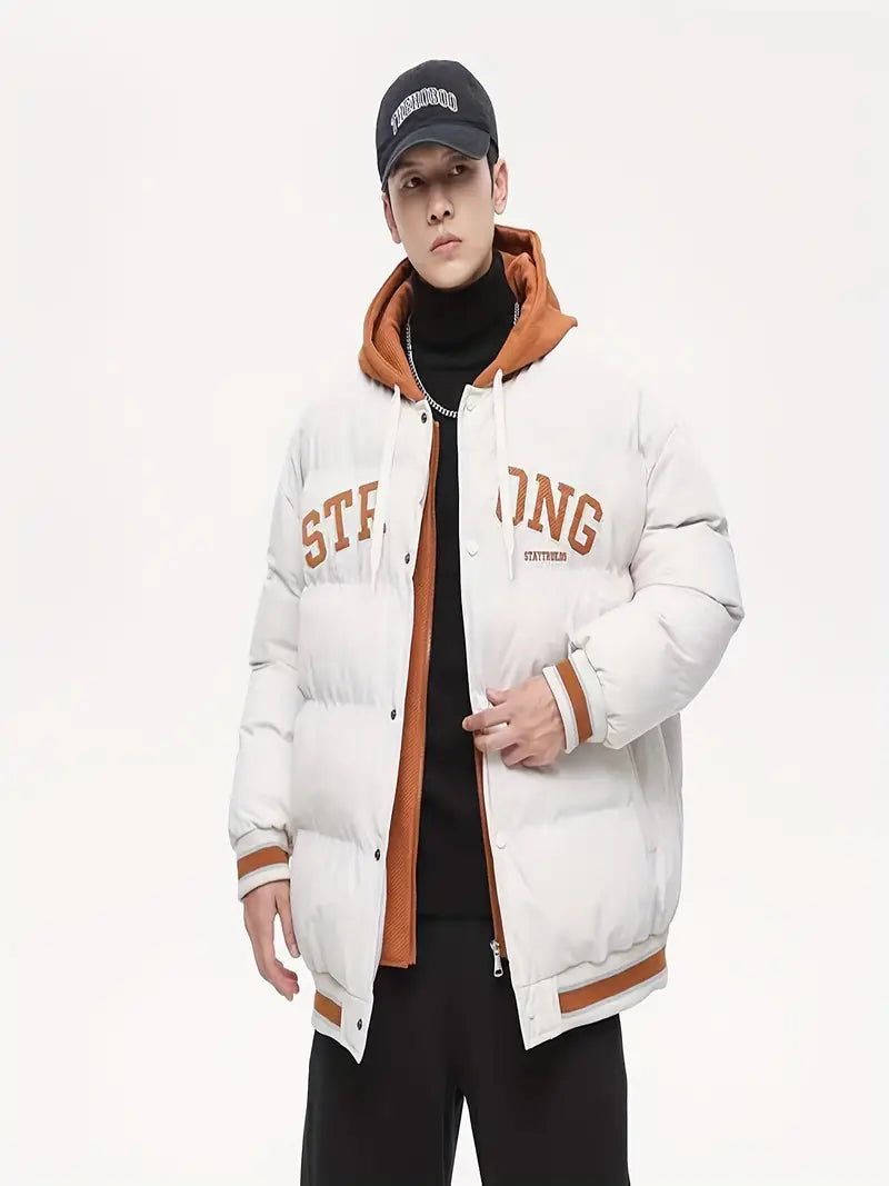 Veste d'hiver pour hommes à rayures motif noir
