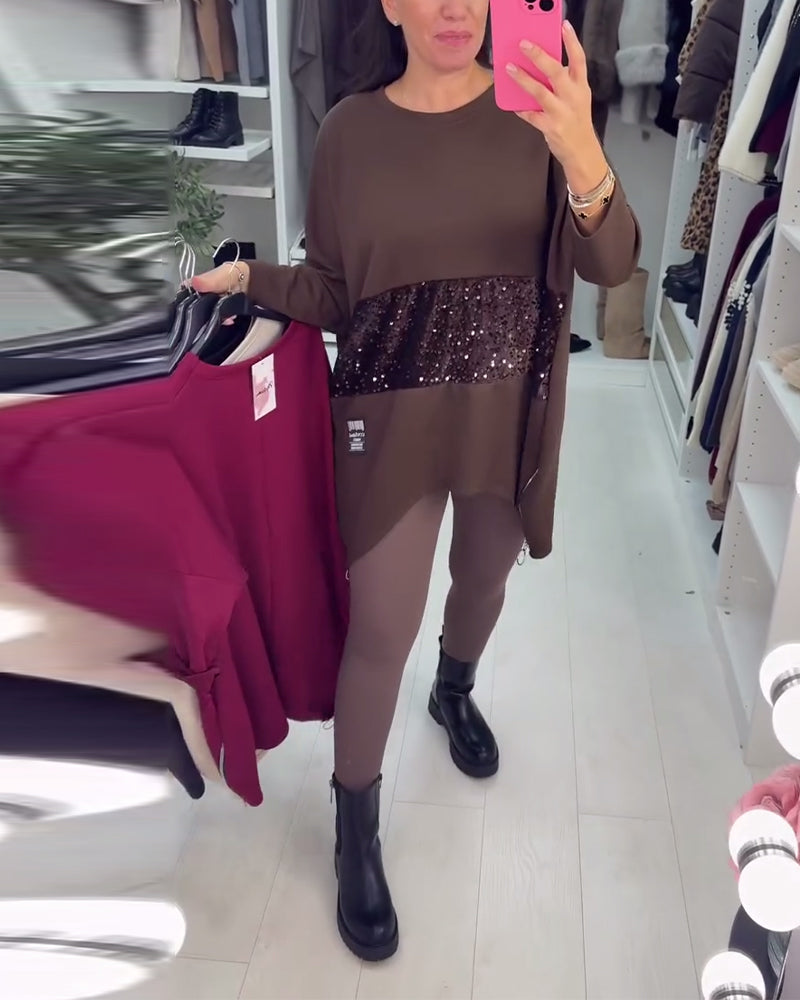 Grand Sweatshirt Paillettes Brillantes