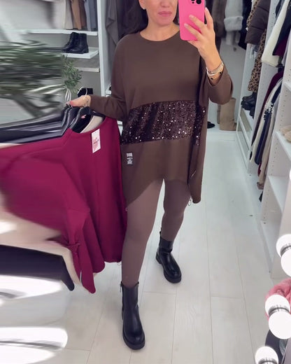 Grand Sweatshirt Paillettes Brillantes