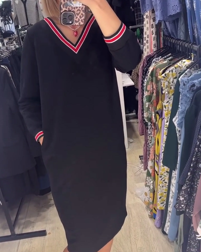 Robe Femme Col V Avec Poches