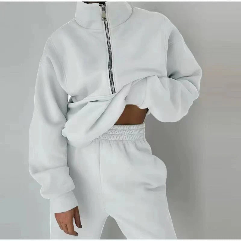 Survêtement de sport femme avec fermeture éclair, sweat-shirt et pantalon