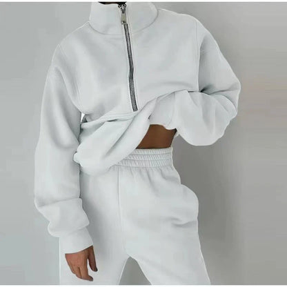 Survêtement de sport femme avec fermeture éclair, sweat-shirt et pantalon