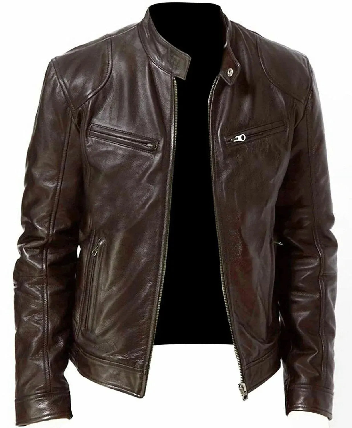 Blouson en cuir robuste pour homme style motard