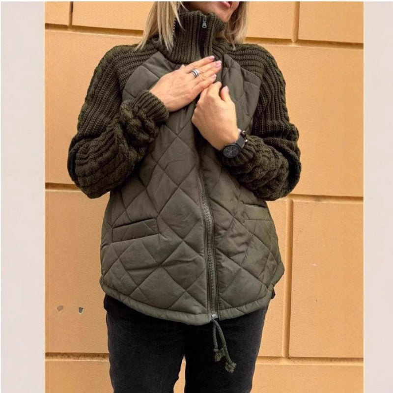 Veste matelassée souple pour femme, chaude, tricotée