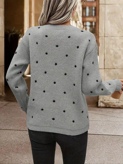 Pull femme manches longues style pois