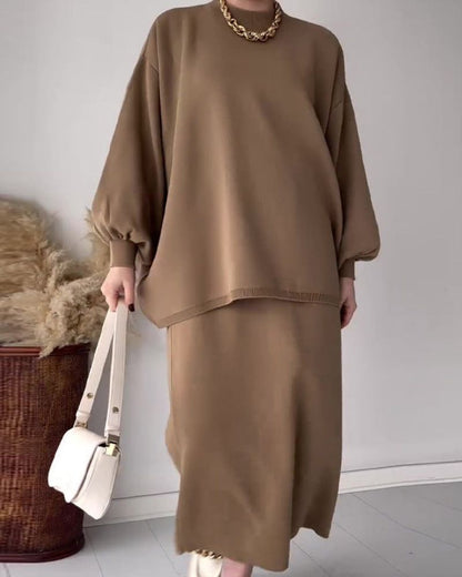 Ensemble deux pièces élégant avec jupe longue unie