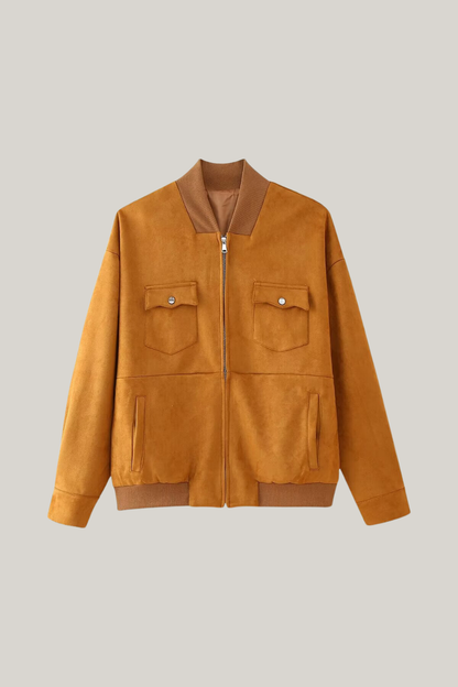 Blouson en cuir Épaules rembourrées Design tendance