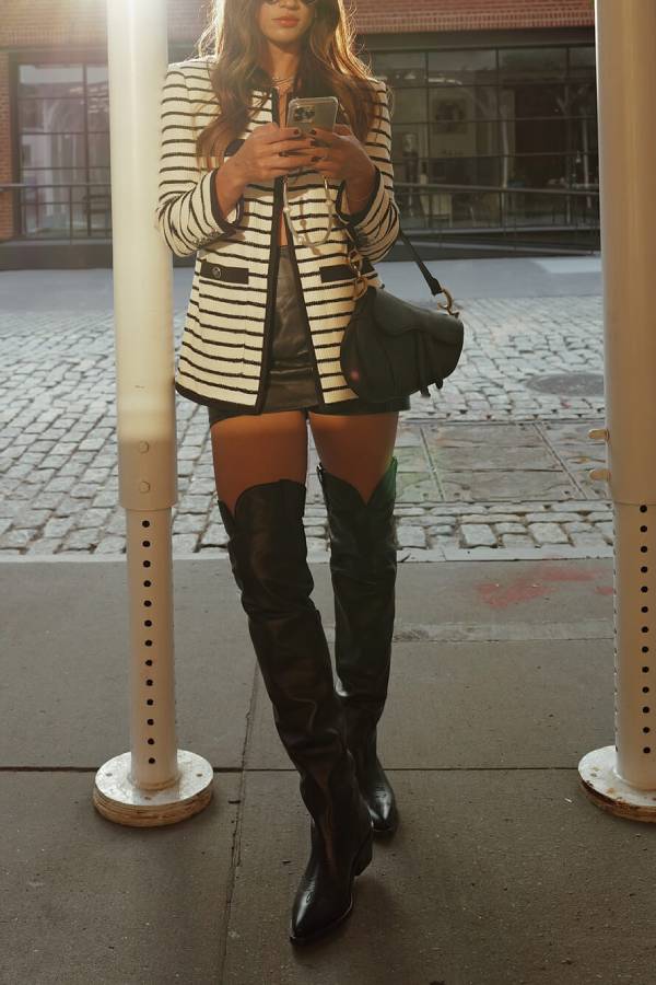 Stylische Dickey-Jacke Streifen Schwarz Weiß - IdealeKleiden