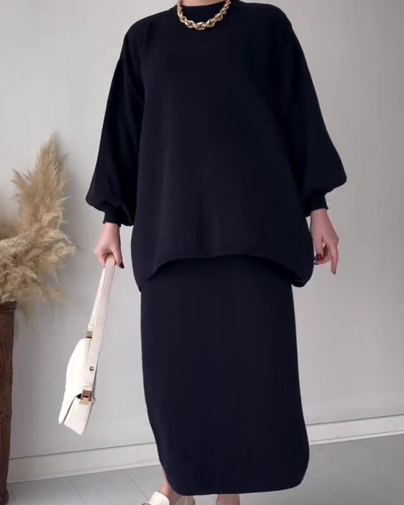 Ensemble deux pièces élégant avec jupe longue unie