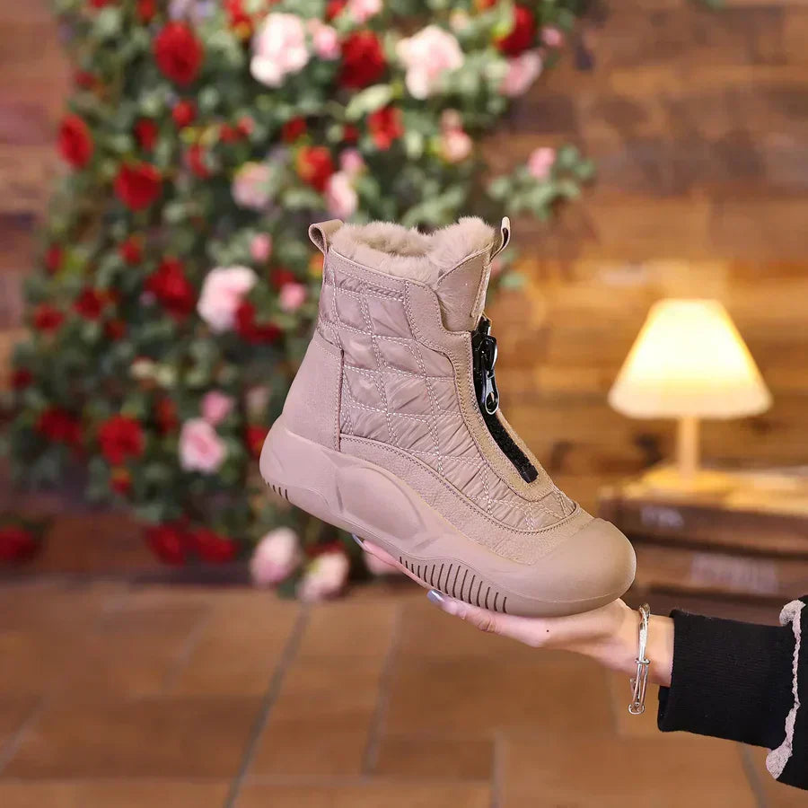 Bottes de neige rétro imperméables avec fermeture éclair