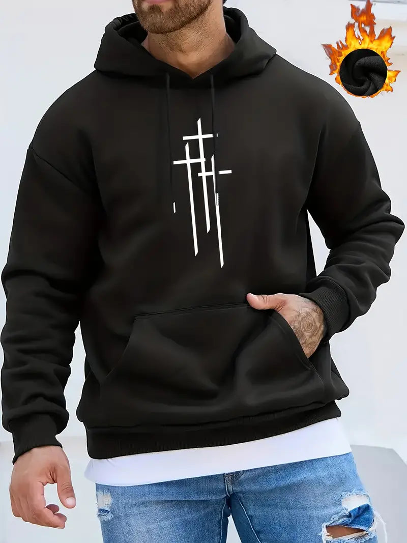 Sweat à capuche pour hommes motif croix tendance