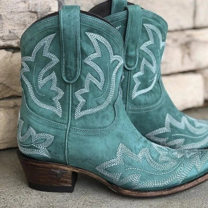 Bottes western en cuir style cowboy
