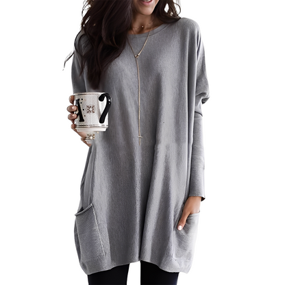Pull pour femmes long, confortable, avec poches