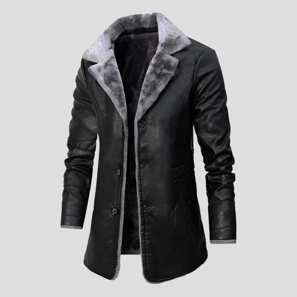 Blouson en cuir doublé chaud homme