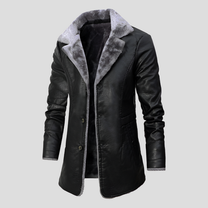 Blouson en cuir doublé chaud homme