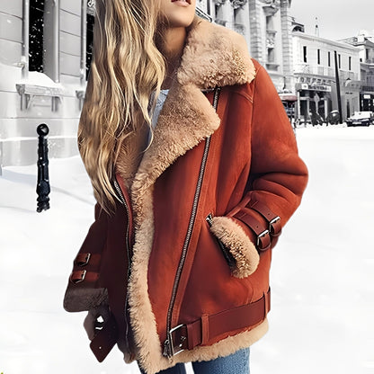 Veste chaude en laine pour femme style daim d'hiver