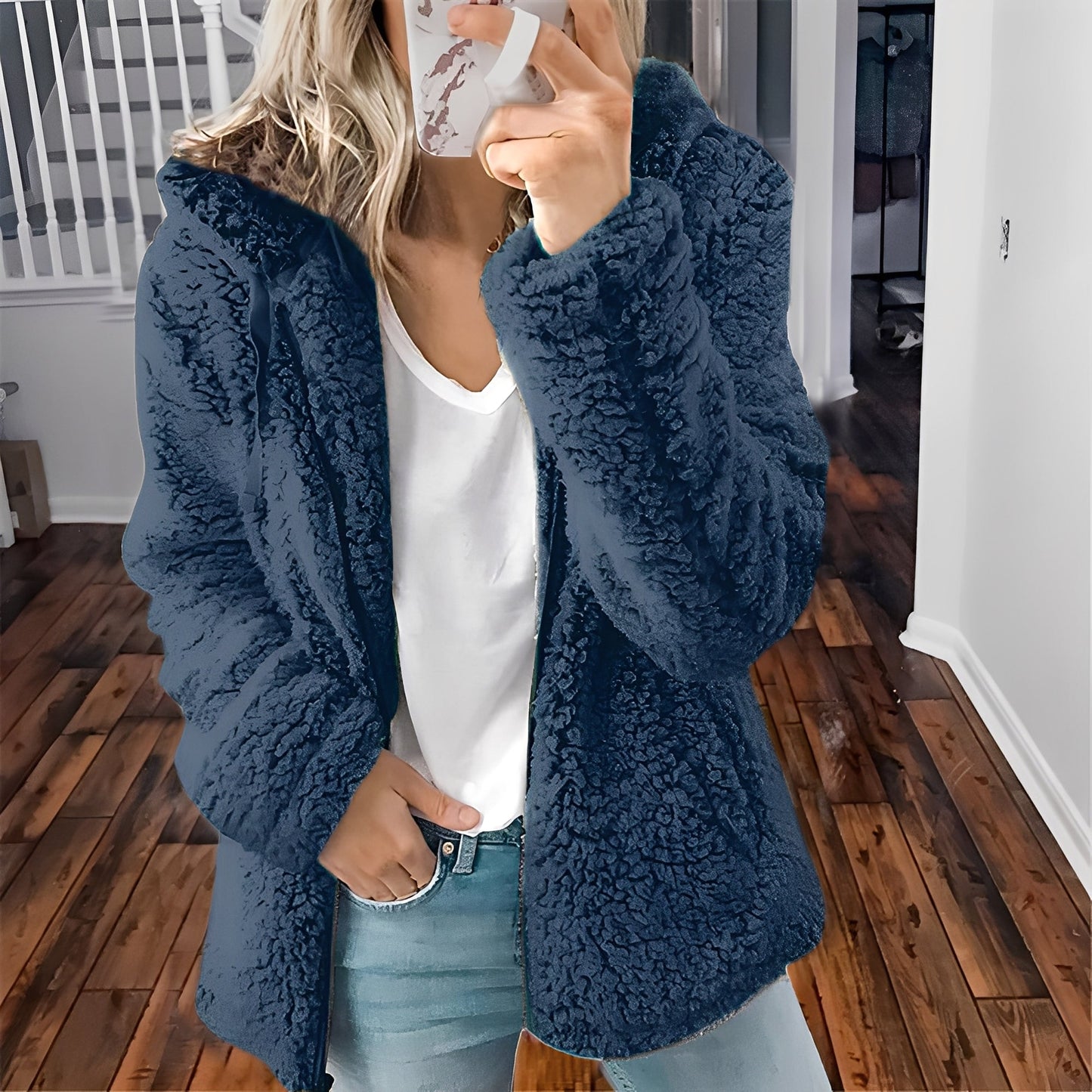 Veste en laine pour femme chaude à capuche