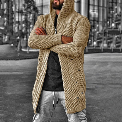 Gilet tricoté à capuche chaud pour hommes